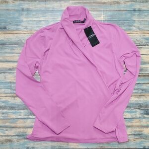 Ralph Lauren Fitted Pink and Purple Long Sleeve V-neck